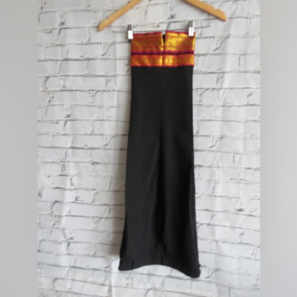 Vintage 1990s Black Capri Pants With Red & Gold Trim